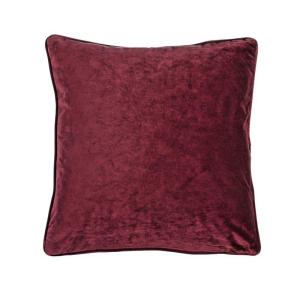 Kuddfodral  VELVET, enfärgad sammet, 45x45cm, vinröd