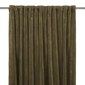 Gardinlängd VELVET, enfärgad sammet 2x140x280cm, olivgrön