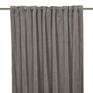 Gardinlängd VELVET, enfärgad sammet 2x140x280cm, grå