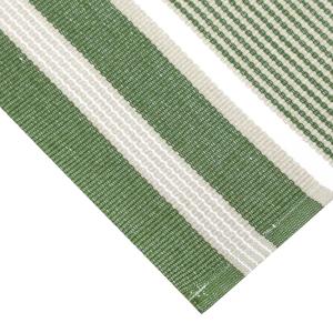 Löpare GRETA randig i grönt, offwhite och linnefärg, stl 33x240cm