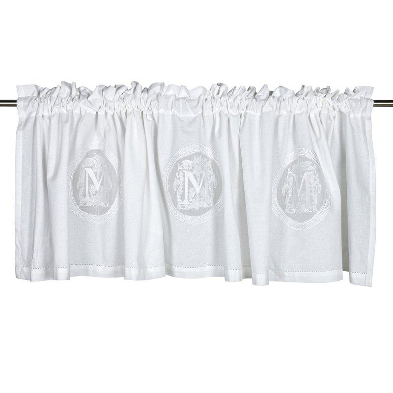 Gardinkappa MOLLY med broderat monogram, vit stl. 55x250cm