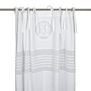 Knytbandslängd MOLLY med broderat monogram, stl.2 st 120x240 cm vit