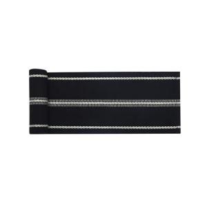 Löpare, fönsterremsa HERMAN i svart med tvinnade linnefärgade ränder, stl 15x140cm