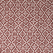 Vävd metervara eller tyg i bolstermönster/madrasstyg, röd med beige varp.