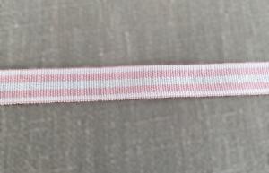 Textilband, vävt randigt i vitt och rosa