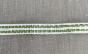 Textilband, vävt randigt i vitt och grönt
