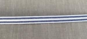 Textilband, vävt randigt i vitt och blått