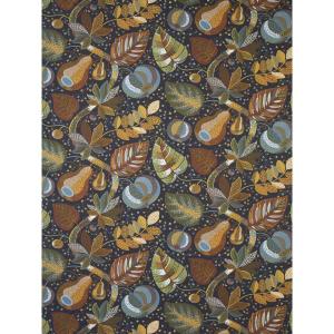 Tyg på metervara i mönstret Adam & Eva, fantasifulla slingrande växter i rostfärger