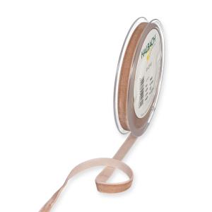 Textilband SAMMET, enfärgat svagt beigerosa sammetsband, bredd 10 och 25 mm