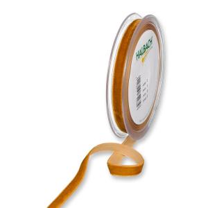 Textilband SAMMET, enfärgat sammetsband i konjaksfärg, bredd 10 och 25 mm