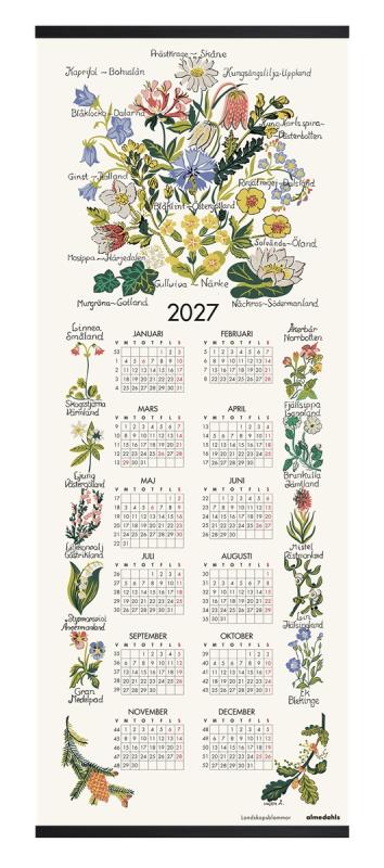 Almanacka SVENSK FLORA för 2027 som vepa med Sveriges landskapsblommor