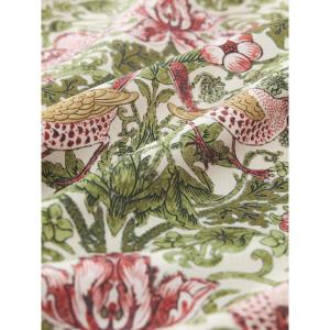 Gardinlängd Vilja, William Morris inspirerat mönster, Strawberry Thief, Stl. 2 st 130x250 cm. mossa/röd