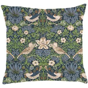 Kuddfodral Vilja, William Morris inspirerat mönster "Strawberry Thief", blå