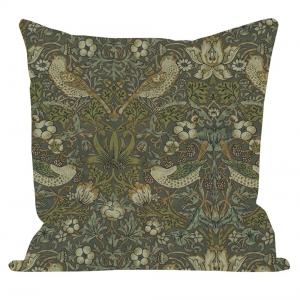 Kuddfodral Vilja, William Morris inspirerat mönster "Strawberry Thief", grön
