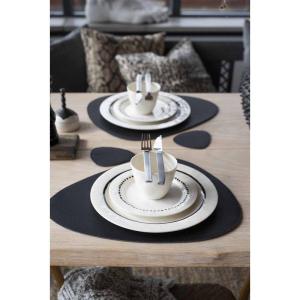 Tablett LEXIE, konstläder, äggformad, svart