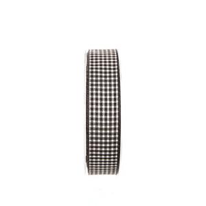 Textilband RUTIGT GINGHAM bredd 8mm och 25mm, svart/vit