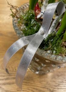 Textilband MERRY CHRISTMAS, 10mm ljusgrå