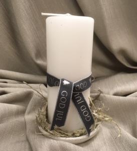 Textilband GOD JUL 15mm, grå/silver