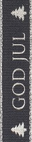 Textilband GOD JUL 15mm, grå/silver