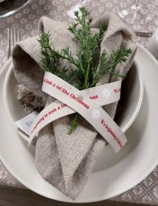 Textilband LIKE CHRISTMAS, beige, röd