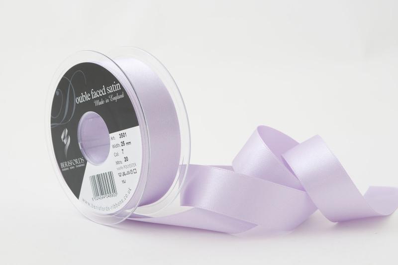 Textilband i Satin, enfärgat, flera bredder, Ljuslila
