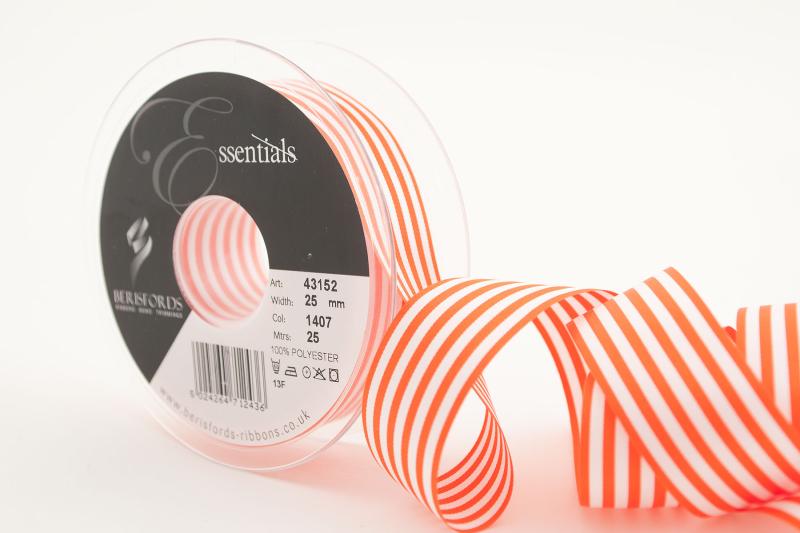 Textilband STRIPED, randigt satinband i tre olika bredder, orange