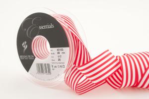 Textilband STRIPED, randigt satinband i två olika bredder, röd