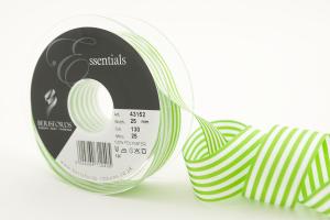 Textilband STRIPED, randigt satinband i två olika bredder, äppelgrön