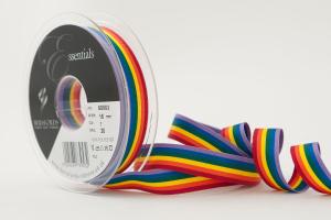 Textilband RAINBOW, randigt ripsband i fyra bredder, regnbågfärger