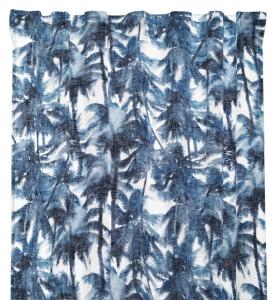 Gardinlängd Cancun i tunn skir kvalité med palmer, blå, Stl 2x140x240 cm.