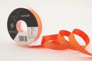 Textilband MICRO DOT, småprickigt satinband i två olika bredder, orange