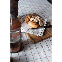 Tygservett / liten duk Lucas, garnfärgad mönstervävd och återvunnen rand i klassisk stil. Kastanj