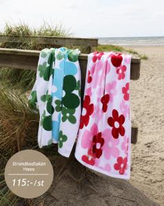 Badlakan, Beachfrotte HAPPY i mjuk velour med stora blommor i rosa och rött