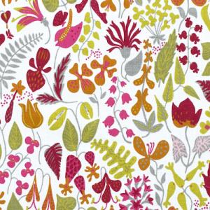 Tyg på metervara, mönster HERBARIUM av Stig Lindberg, orange