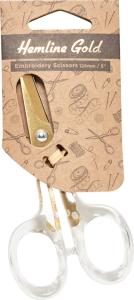 Brodersax, borstat rostfritt guldfärgat stål, akrylhandtag stl. 12,5cm