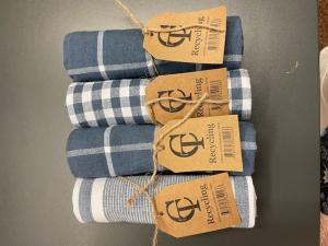 Kökshanddukar RECYCLE, återvunnen i fyrpack, Gråblå/vit