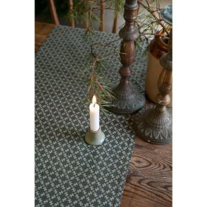 Bordslöpare Ines, småmönstrad i bomull, Lin/Grön