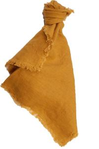 Löpare LINNE enfärgad med fransad kant, 35x120cm, lejon