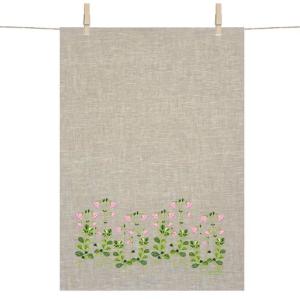Gåvoset LINNEA, Kökshandduk i linne och disktrasa med söta blomman Linnea