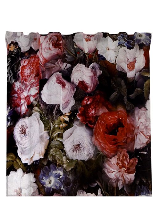 Gardinlängd Monroe i sammet med vackra multifärgade blommor