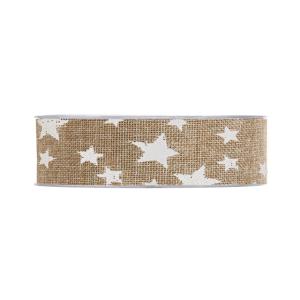 Textilband STJÄRNA, natur/vit
