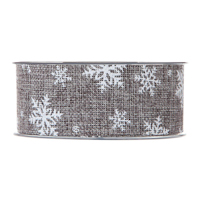 Textilband Snöflinga 40mm, grå/vit