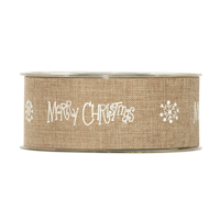 Textilband MERRY CHRISTMAS 40mm natur