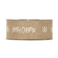 Textilband MERRY CHRISTMAS 40mm natur