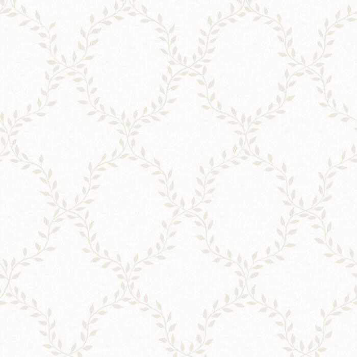 Tapet WILMA EGGSHELL från Sandbergs, vackert trellismönster med små blad i beige