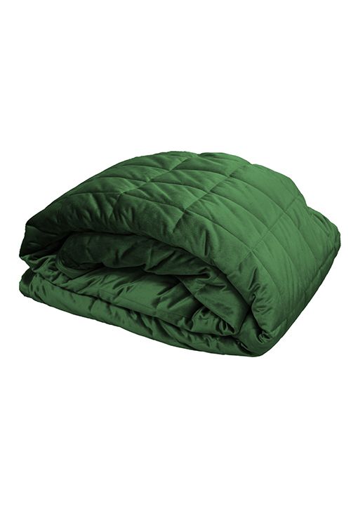 Stora quiltade överkast och sängöverkast i sammet från Redlunds.  Till dubbelsäng och enkelsäng i färgen grön.