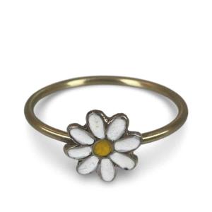Servettring DAISY, ring i metall med söt blomma i vitt