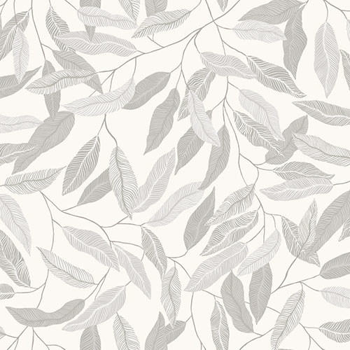 Tapet Florian, Skogsgläntan, slingrande grenar med gråa blad. Antikvit botten