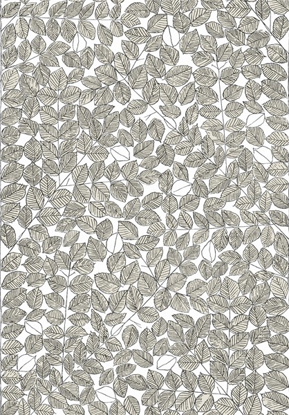 Tapet Romans, Scandinavian Designers II, mönster av små blad, blekt ljusgul-beige