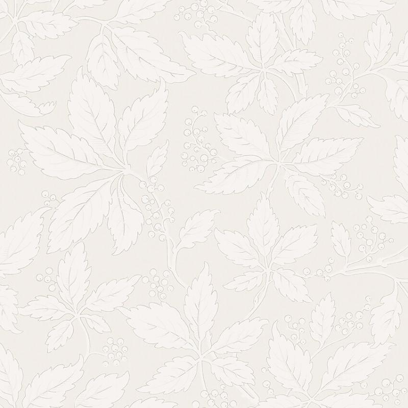 Tapet Vildvin, Vårt Arkiv, tecknat bladverk av Vildvin i vitt och grått på ljusgrå botten